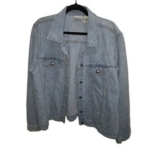 Crossroads Women's‎ Jean Trucker Jacket Blue Denim XL 100% Cotton Casual Retro